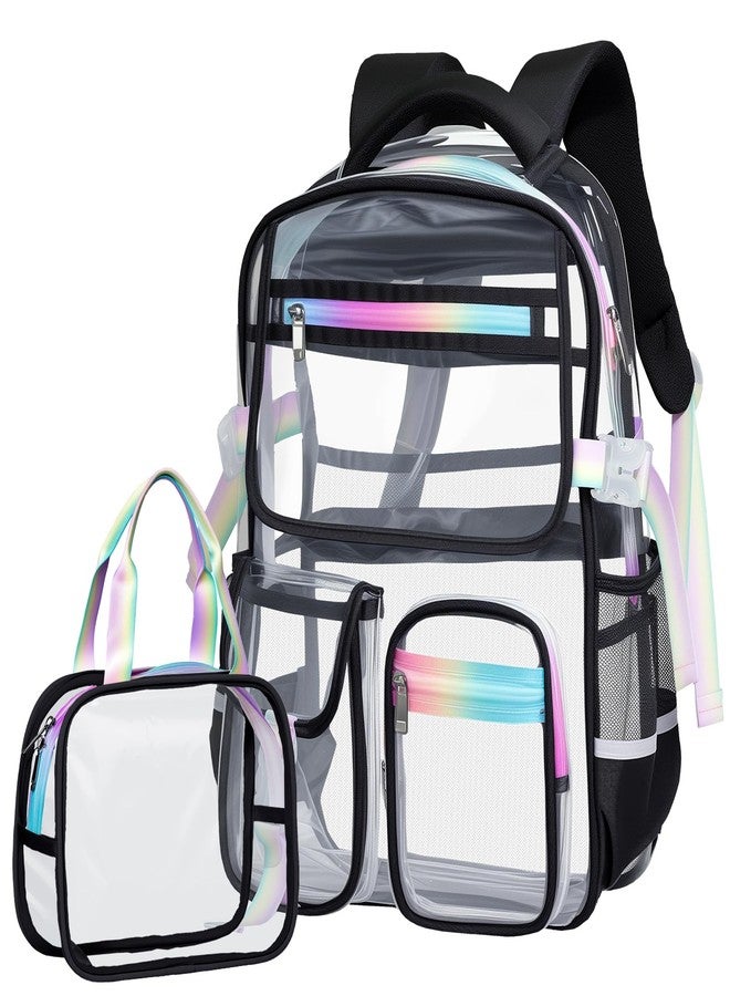 Tldcdte Clear Backpacks for School, Clear Backpack Heavy Duty Stadium Approved, TPU Waterproof See Through Backpack with Reflective Strips, Large clear Backbag for Travel, Work, Concerts, Girls & Boys - Image 1